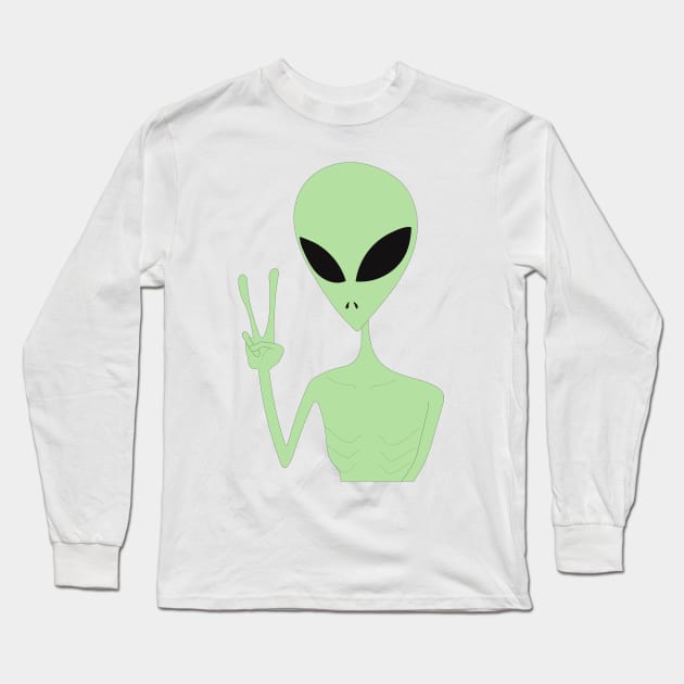 Peace Alien Long Sleeve T-Shirt by myacideyes